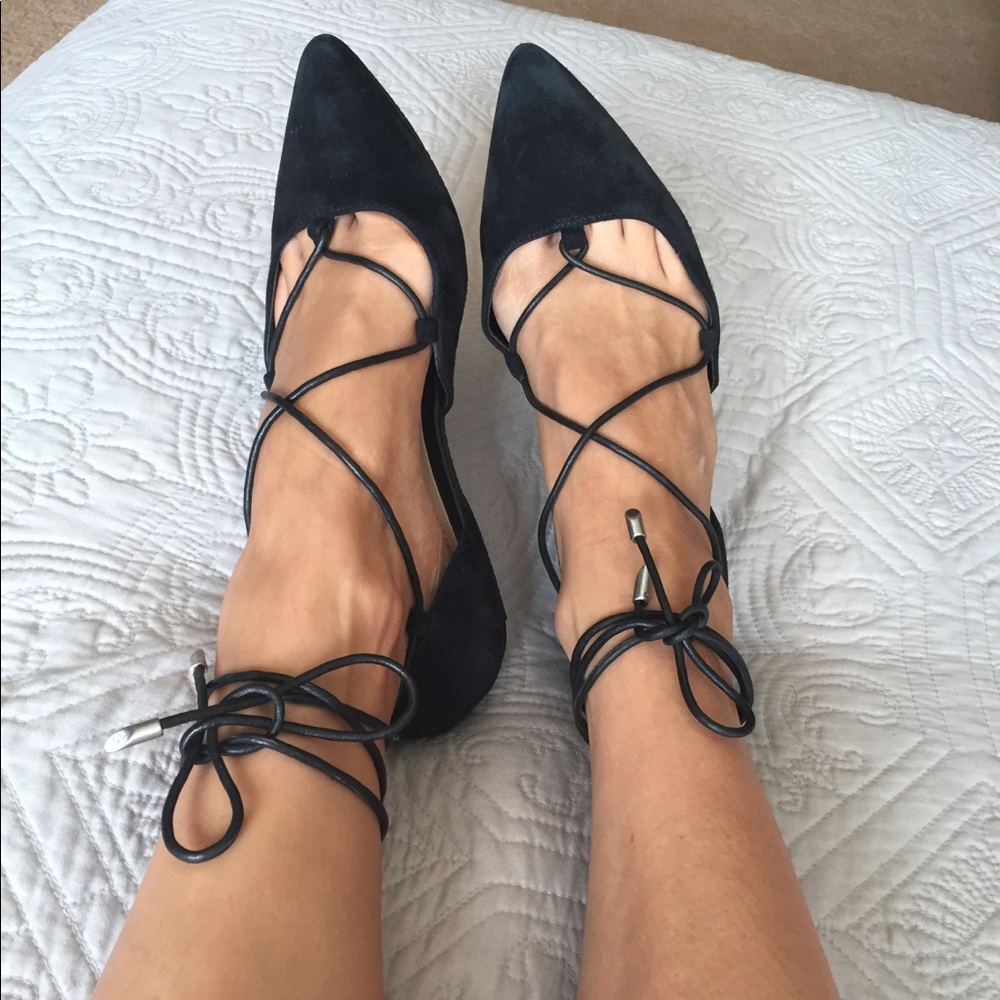 Calvin Klein black lace up flats